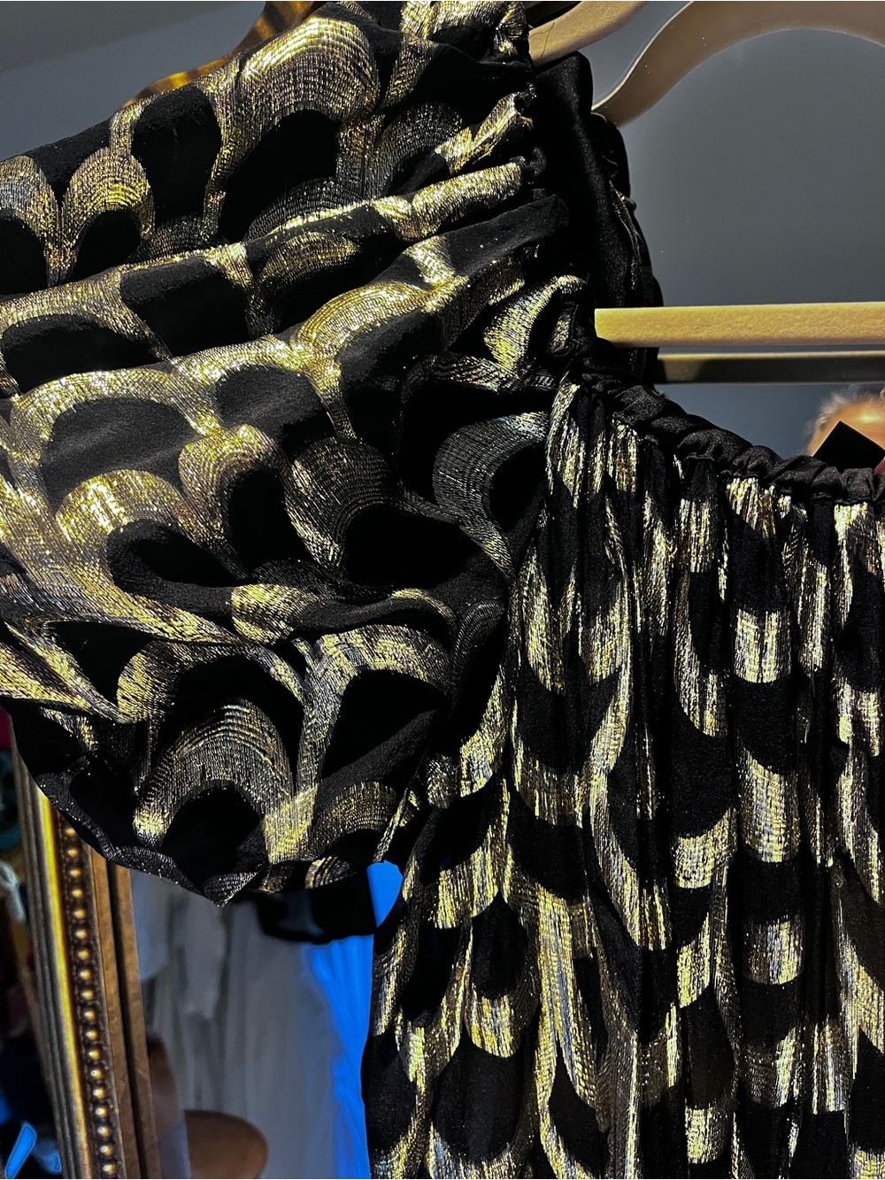 Delfi Collective Off-Shoulder Metallic Black & Gold Maxi Dress - Picture 5 of 6